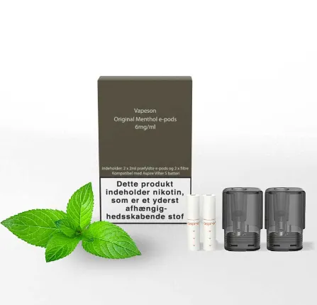 [7982] 2 x 2ml Vapeson e-pods Original Menthol - 6mg/ml D